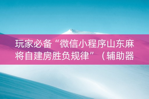 玩家必备“微信小程序山东麻将自建房胜负规律”（辅助器插件)