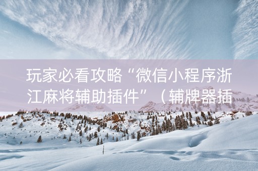 玩家必看攻略“微信小程序浙江麻将辅助插件”（辅牌器插件购买)