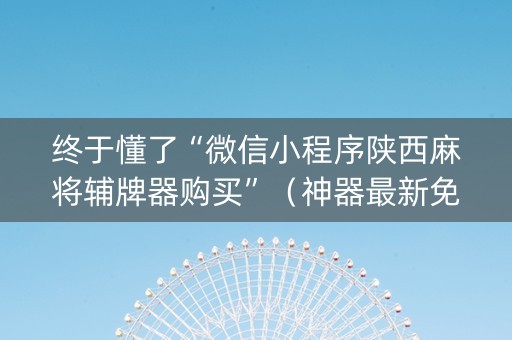 终于懂了“微信小程序陕西麻将辅牌器购买”（神器最新免费)