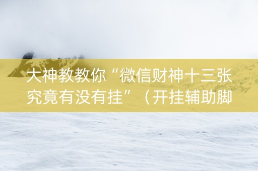 大神教教你“微信财神十三张究竟有没有挂”（开挂辅助脚本)
