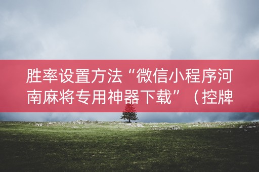 胜率设置方法“微信小程序河南麻将专用神器下载”（控牌器)