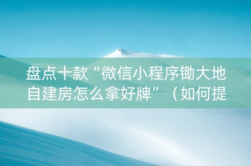 盘点十款“微信小程序锄大地自建房怎么拿好牌”（如何提高胜率)