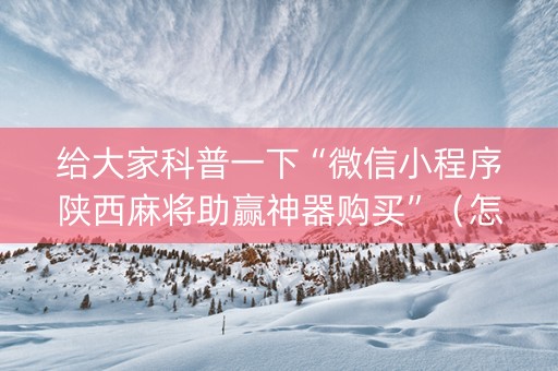 给大家科普一下“微信小程序陕西麻将助赢神器购买”（怎么能调好牌)