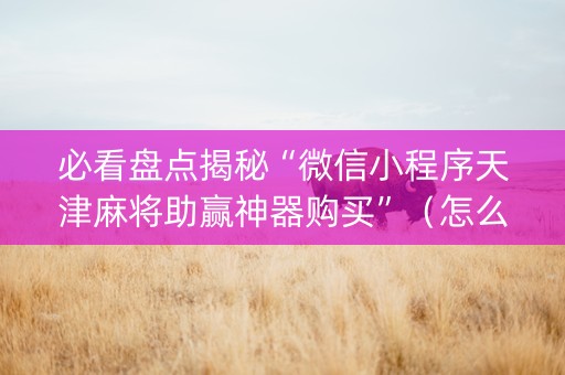 必看盘点揭秘“微信小程序天津麻将助赢神器购买”（怎么能得到好牌)