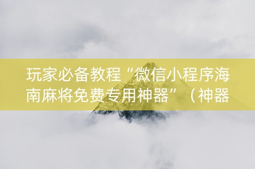 玩家必备教程“微信小程序海南麻将免费专用神器”（神器最新免费)