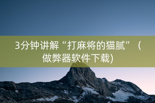 3分钟讲解“打麻将的猫腻”（做弊器软件下载)
