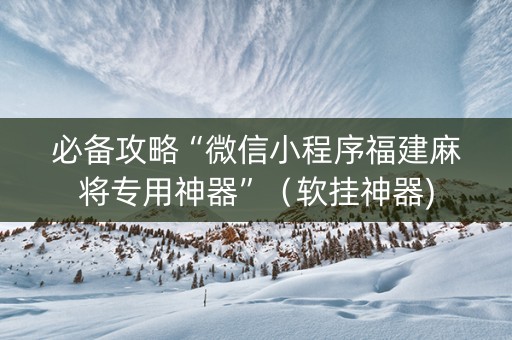 必备攻略“微信小程序福建麻将专用神器”（软挂神器)