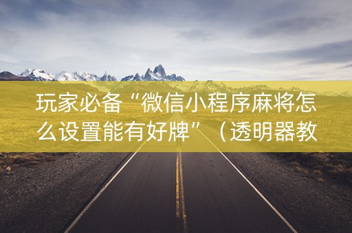 玩家必备“微信小程序麻将怎么设置能有好牌”（透明器教程)