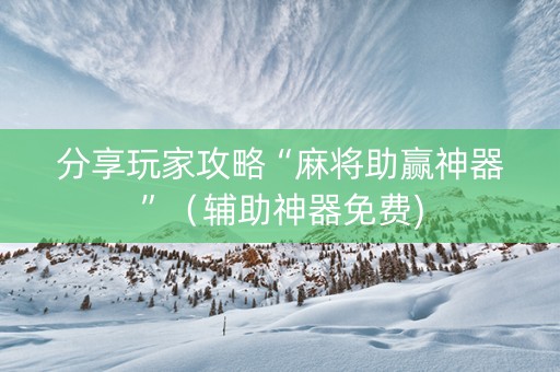 分享玩家攻略“麻将助赢神器”（辅助神器免费)