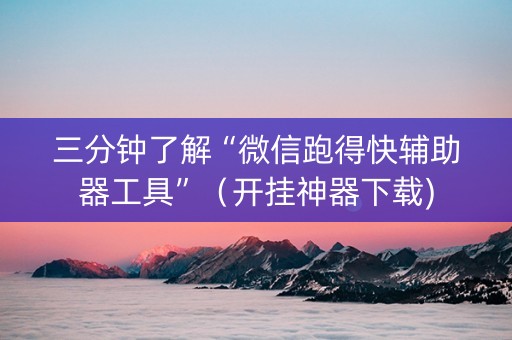 三分钟了解“微信跑得快辅助器工具”（开挂神器下载)
