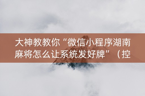 大神教教你“微信小程序湖南麻将怎么让系统发好牌”（控牌神器)