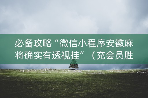 必备攻略“微信小程序安徽麻将确实有透视挂”（充会员胜率高)