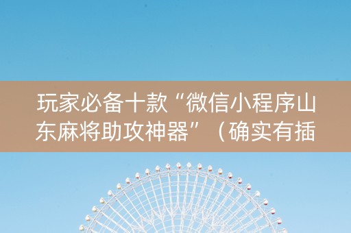 玩家必备十款“微信小程序山东麻将助攻神器”（确实有插件吗)