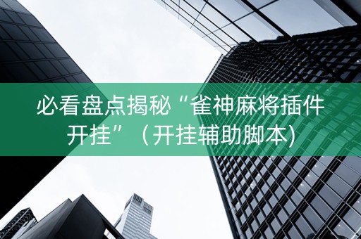 必看盘点揭秘“雀神麻将插件开挂”（开挂辅助脚本)