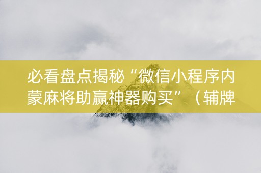 必看盘点揭秘“微信小程序内蒙麻将助赢神器购买”（辅牌器插件购买)