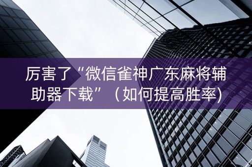 厉害了“微信雀神广东麻将辅助器下载”（如何提高胜率)