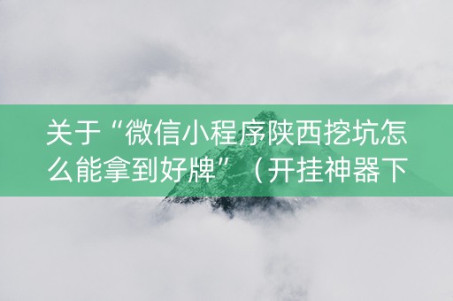 关于“微信小程序陕西挖坑怎么能拿到好牌”（开挂神器下载)