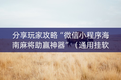 分享玩家攻略“微信小程序海南麻将助赢神器”（通用挂软件多少钱)