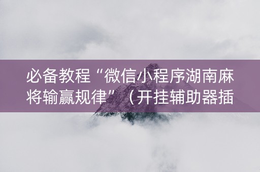 必备教程“微信小程序湖南麻将输赢规律”（开挂辅助器插件)