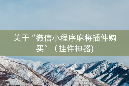 关于“微信小程序麻将插件购买”（挂件神器)