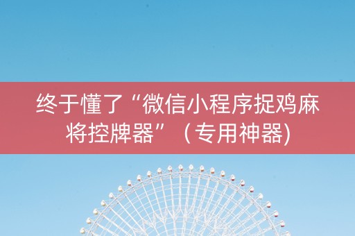 终于懂了“微信小程序捉鸡麻将控牌器”（专用神器)