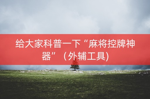 给大家科普一下“麻将控牌神器”（外辅工具)