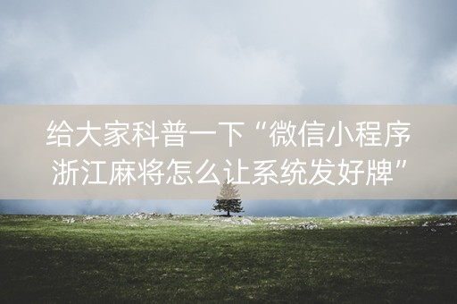 给大家科普一下“微信小程序浙江麻将怎么让系统发好牌”（辅助器通用版)