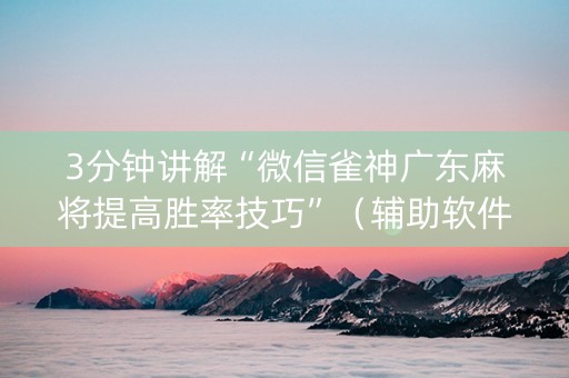 3分钟讲解“微信雀神广东麻将提高胜率技巧”（辅助软件)