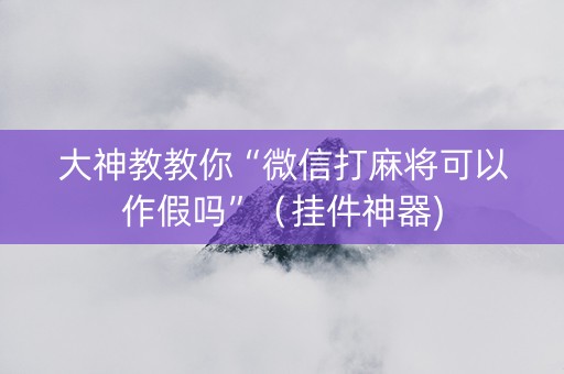 大神教教你“微信打麻将可以作假吗”（挂件神器)