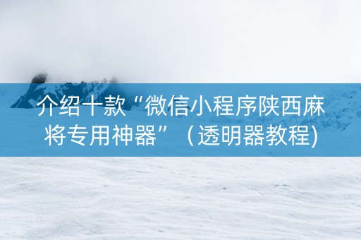 介绍十款“微信小程序陕西麻将专用神器”（透明器教程)
