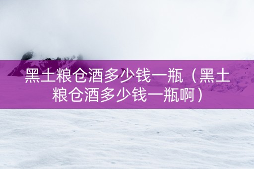 黑土粮仓酒多少钱一瓶（黑土粮仓酒多少钱一瓶啊）