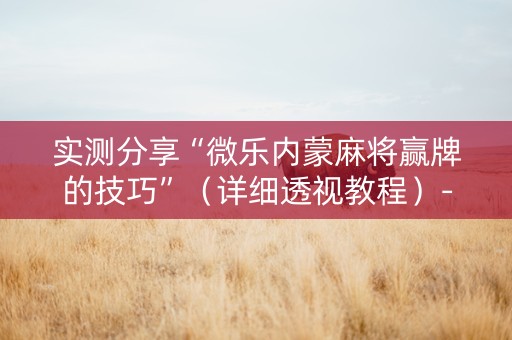 实测分享“微乐内蒙麻将赢牌的技巧”（详细透视教程）-哔哩哔哩