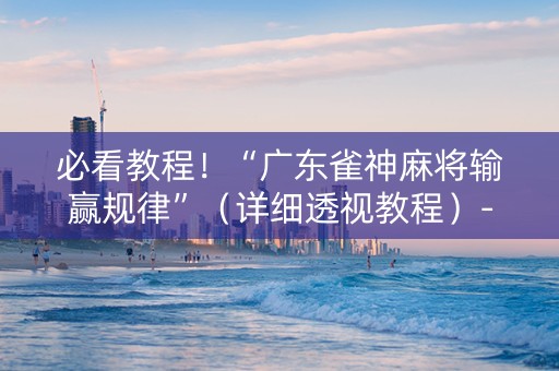 必看教程！“广东雀神麻将输赢规律”（详细透视教程）-哔哩哔哩