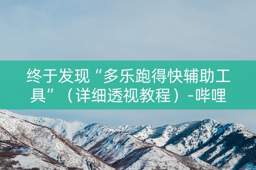 终于发现“多乐跑得快辅助工具”（详细透视教程）-哔哩哔哩