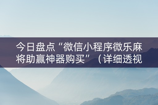 今日盘点“微信小程序微乐麻将助赢神器购买”（详细透视教程）-哔哩哔哩