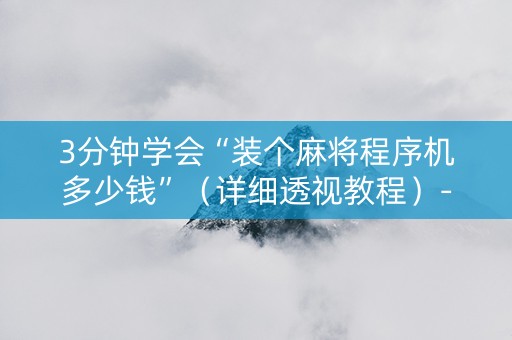3分钟学会“装个麻将程序机多少钱”（详细透视教程）-哔哩哔哩