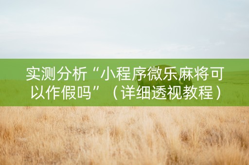 实测分析“小程序微乐麻将可以作假吗”（详细透视教程）-哔哩哔哩