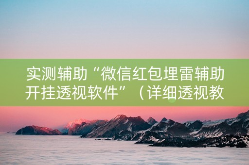 实测辅助“微信红包埋雷辅助开挂透视软件”（详细透视教程）-哔哩哔哩