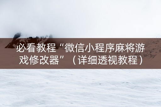 必看教程“微信小程序麻将游戏修改器”（详细透视教程）-哔哩哔哩