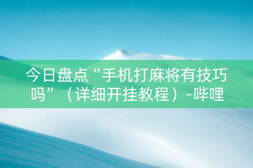 今日盘点“手机打麻将有技巧吗”（详细开挂教程）-哔哩哔哩