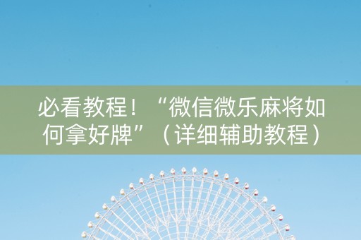 必看教程！“微信微乐麻将如何拿好牌”（详细辅助教程）-哔哩哔哩