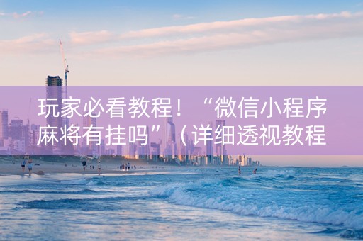 玩家必看教程！“微信小程序麻将有挂吗”（详细透视教程）-哔哩哔哩