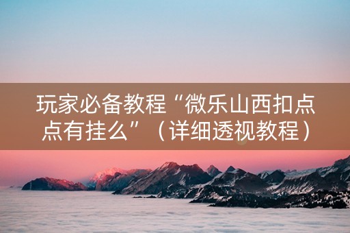 玩家必备教程“微乐山西扣点点有挂么”（详细透视教程）-哔哩哔哩