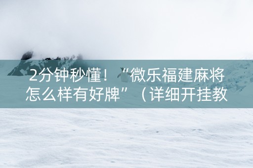 2分钟秒懂！“微乐福建麻将怎么样有好牌”（详细开挂教程）-哔哩哔哩