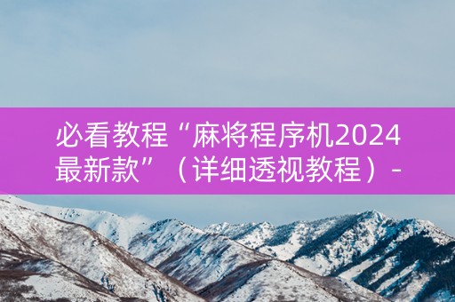 必看教程“麻将程序机2024最新款”（详细透视教程）-哔哩哔哩