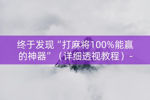 终于发现“打麻将100%能赢的神器”（详细透视教程）-哔哩哔哩