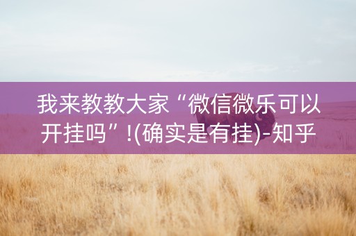 我来教教大家“微信微乐可以开挂吗”!(确实是有挂)-知乎