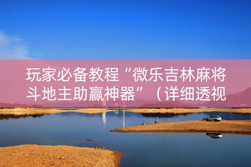 玩家必备教程“微乐吉林麻将斗地主助赢神器”（详细透视教程）-哔哩哔哩