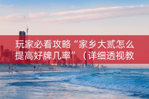 玩家必看攻略“家乡大贰怎么提高好牌几率”（详细透视教程）-哔哩哔哩