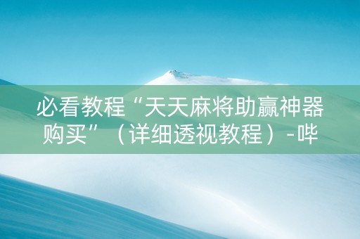 必看教程“天天麻将助赢神器购买”（详细透视教程）-哔哩哔哩